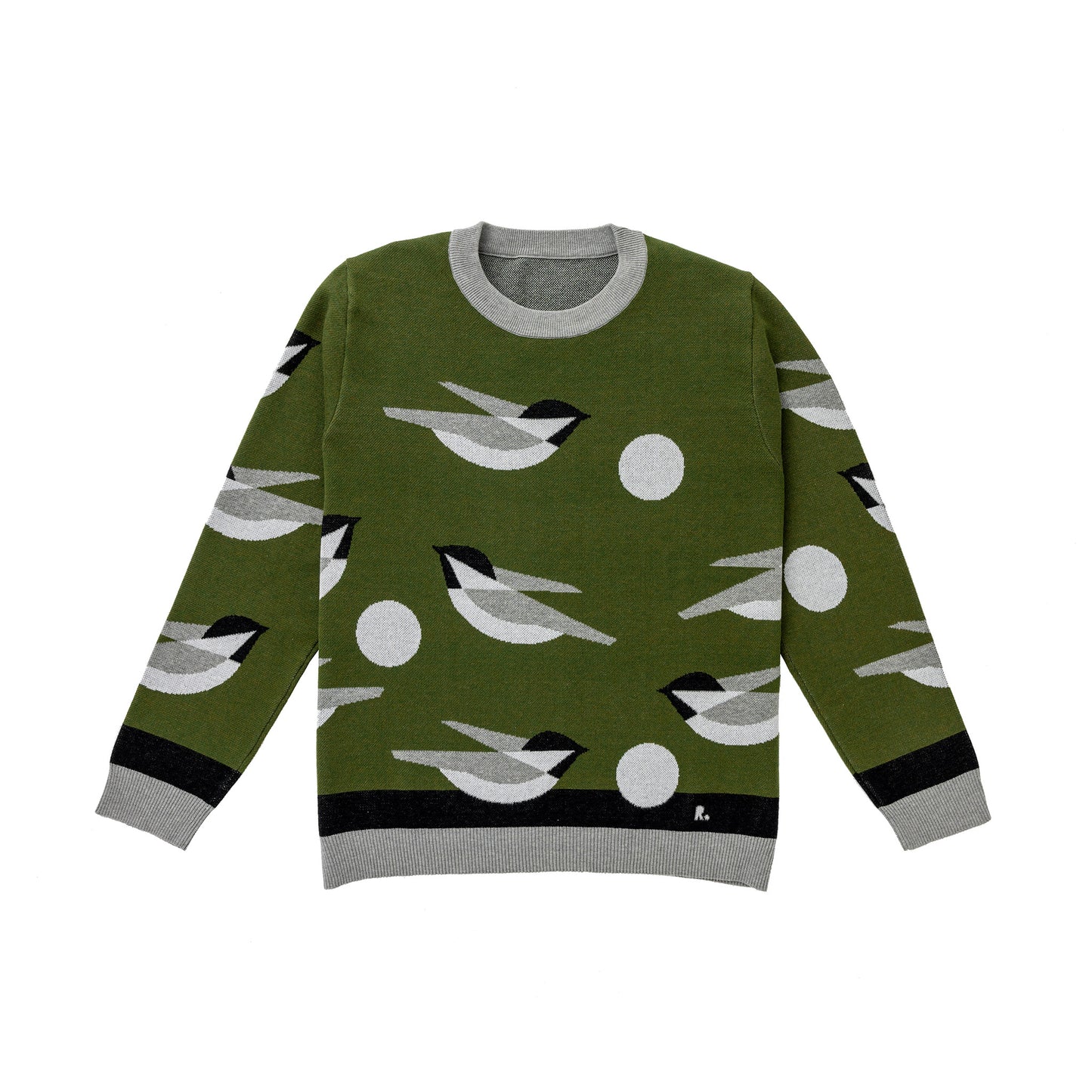 Golf sweater with olive green and gray colors birdie print design for men and women