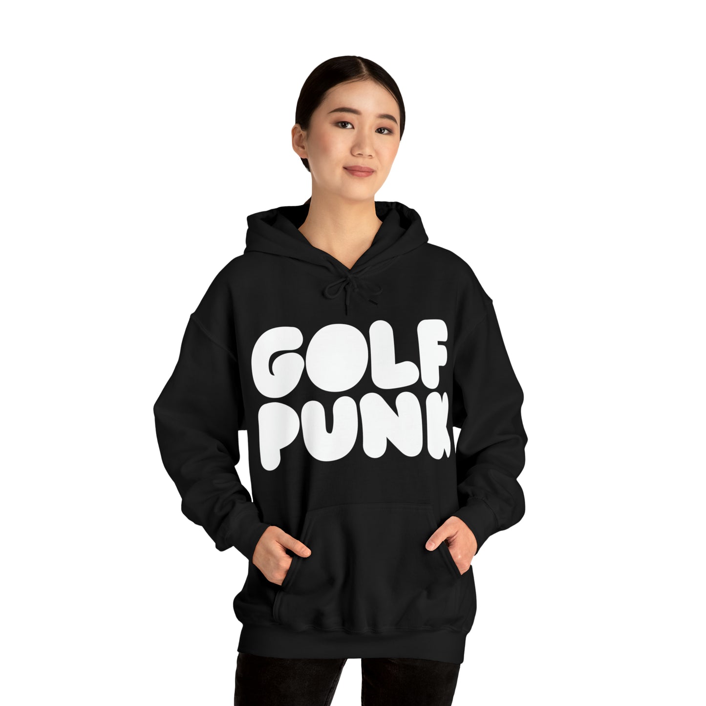 Best Golf Hoodie in black with Golf Punk Print design womens