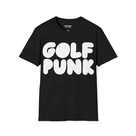 Golf T shirt in black with white golf punk graphics