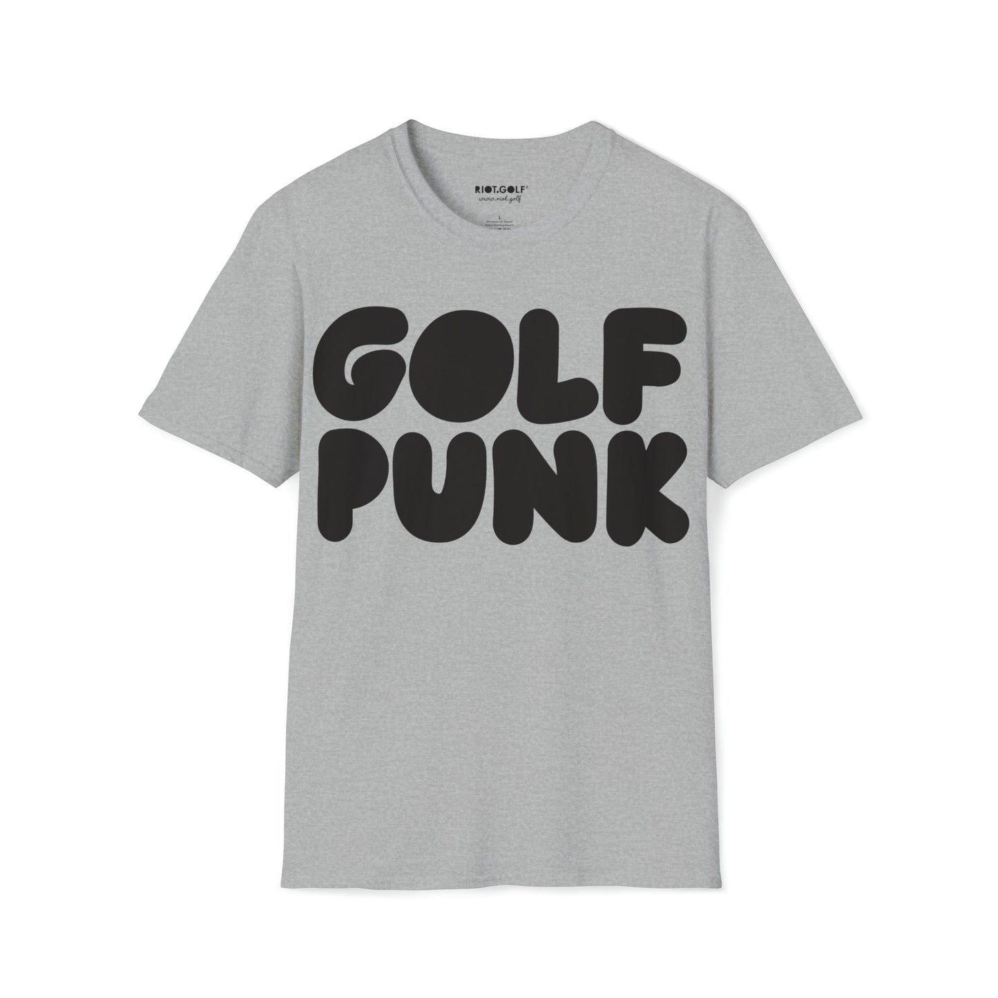 Golf T shirt in sport grey with black golf punk graphics